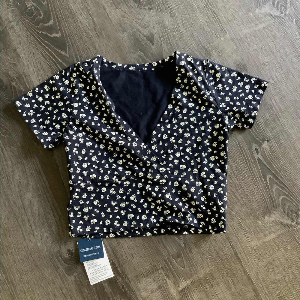 Shein Floral Wrap Top NWT